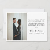 We Eloped Minimalistisch Script Custom Foto Huweli Aankondiging (Achterkant)