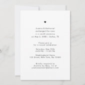 We Eloped Minimalistische Retro Typografie Hart Ee Kaart (Achterkant)