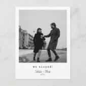 We Eloped Modern Minimal Simple Message Foto Aankondigingskaart (Voorkant)