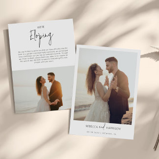 We Eloped Modern Minimalist Photo Wedding Aankondiging