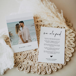We Eloped Moderne Minimalistische Fotoaankondiging Kaart