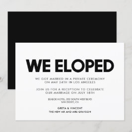 We eloped Moderne trouwkaart Kaart