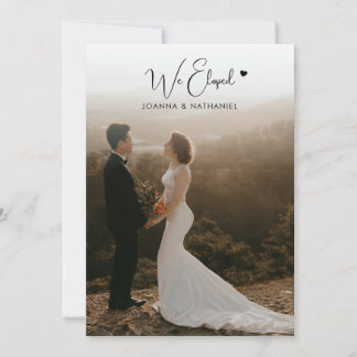 We Eloped Ontvangst Only Huwelijksfoto Eenvoudig C Kaart