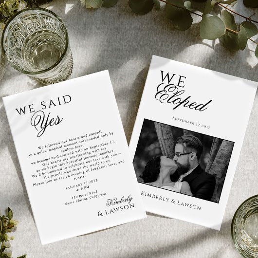 We eloped Photo card Elopement Announcement Kaart