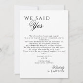 We eloped Photo card Elopement Announcement Kaart (Achterkant)