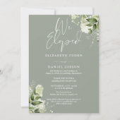 We Eloped Sage Green Wedding Vows Greenery Party Kaart (Voorkant)
