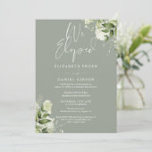 We Eloped Sage Green Wedding Vows Greenery Party Kaart (Staand voorkant)