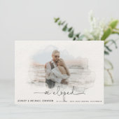 We Eloped Script 4 foto bruiloft aankondiging (Staand voorkant)