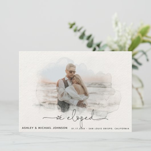 We Eloped Script 4 foto bruiloft aankondiging (Staand voorkant)