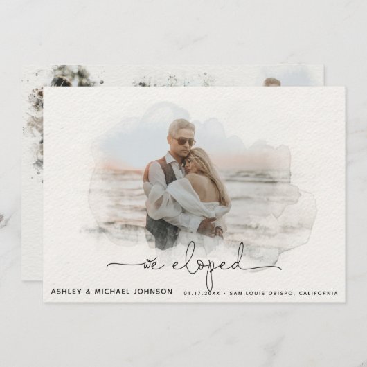 We Eloped Script 4 foto bruiloft aankondiging (Voorkant / Achterkant)