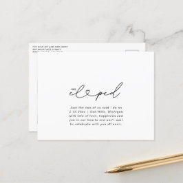 We Eloped Script Hart Chic Huwelijksfoto Ansichtka Briefkaart
