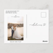 We Eloped Script Hart Chic Huwelijksfoto Ansichtka Briefkaart (Achterkant)