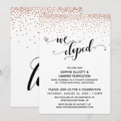 We Eloped Script Koperen Confetti Ontvangst-Only Kaart (Voorkant / Achterkant)