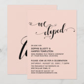 We Eloped Script met Hartjes Roze Ontvangst Kaart (Voorkant / Achterkant)
