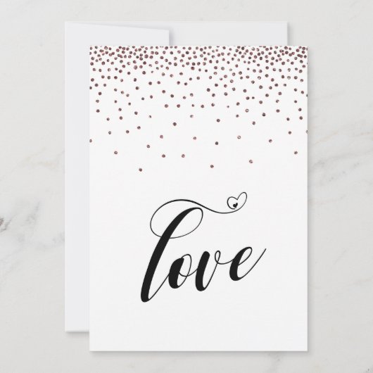 We Eloped Script Rose Gouden Confetti Ontvangst Kaart (Achterkant)