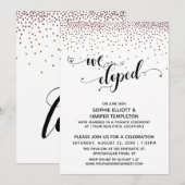 We Eloped Script Rose Gouden Confetti Ontvangst Kaart (Voorkant / Achterkant)