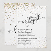We Eloped Script Typografie, Nep Gouden Confetti Kaart (Voorkant / Achterkant)
