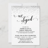 We Eloped Script Zilveren Confetti Ontvangst-Only Kaart (Voorkant)
