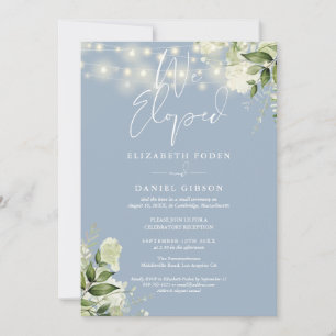 We Eloped Stof Blauw Huwelijksgeloften Groene Fees Kaart