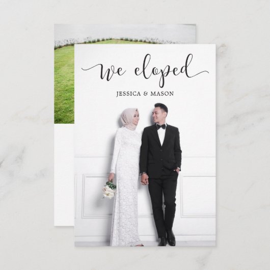 We Eloped Trouwkaart Uitnodiging Foto (Voorkant / Achterkant)