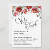 We Eloped Typografie Burgundy Rode Bloemen Kaart (Voorkant)