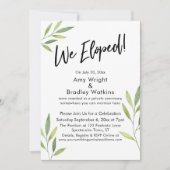 We Eloped Typografie & Groen Waterverf Loof Kaart (Voorkant)