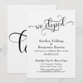 "We Eloped" Typografie Trouwreceptie Alleen Kaart (Voorkant / Achterkant)