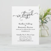 "We Eloped" Typografie Trouwreceptie Alleen Kaart (Staand voorkant)