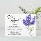 We Eloped Typografie Waterverf Lavendel Bloemen Kaart (Staand voorkant)