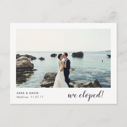 We Eloped Vluchten Aankondiging Briefkaart 5 (Voorkant)