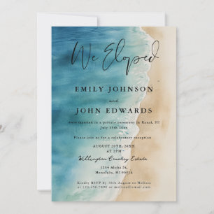 We Eloped Watercolor Oceaan Strand Elopement Trouw Kaart