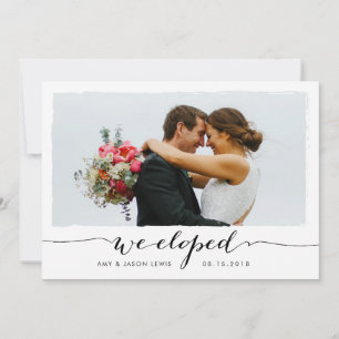 We Eloped zwart-wit foto trouwannouncement Aankondiging