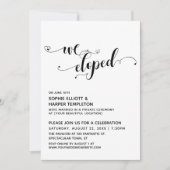 We Eloped Zwart & Wit Script met Hartjes Bruiloft  Kaart (Voorkant)