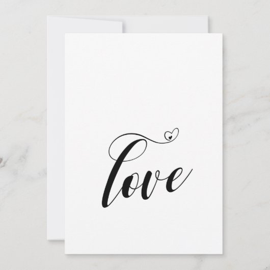 We Eloped Zwart & Wit Script met Hartjes Bruiloft  Kaart (Achterkant)