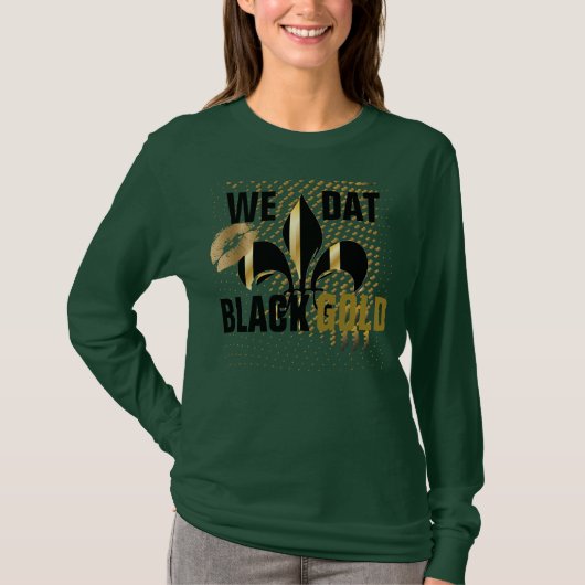 We eten/houden/kussen/Zwart gouden hartjes/Fleur d T-shirt (Voorkant)