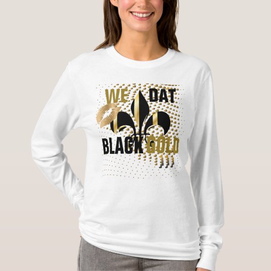 We eten/houden/kussen/Zwart gouden hartjes/Fleur d T-shirt (Voorkant)