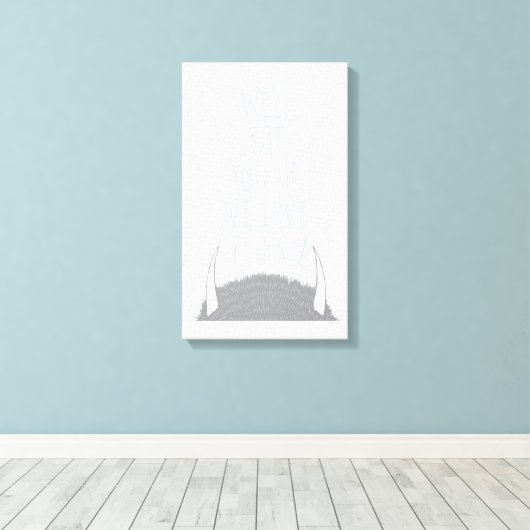 We eten je wel op. We houden van je. -Blauw Canvas Afdruk (Insitu (Houten vloer))