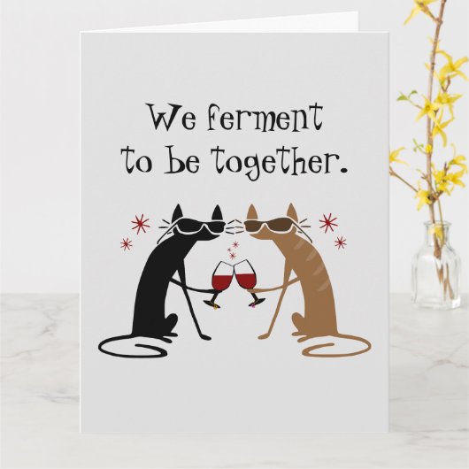 We Fermenteren Om Samen Te Zijn Wijn Woordspeling Kaart (Gele Bloem)