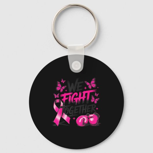 We Fight Together Vechtershandschoenen Borstkanker Sleutelhanger (Voorkant)