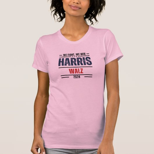 We Fight We Win Harris Walz 2024 T-shirt (Voorkant)
