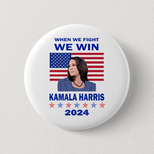 We Fight We Win - Kamala Harris 2024 Ronde Button 5,7 Cm (Voorkant)