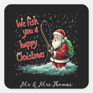 We Fish You a Happy Christmas Feestelijke Plezier Vierkante Sticker
