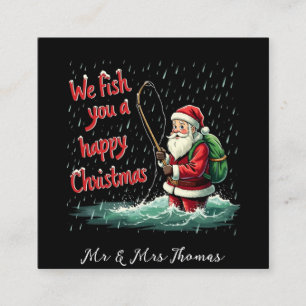 We Fish You a Happy Christmas Feestelijke Plezier Vierkante Visitekaartje