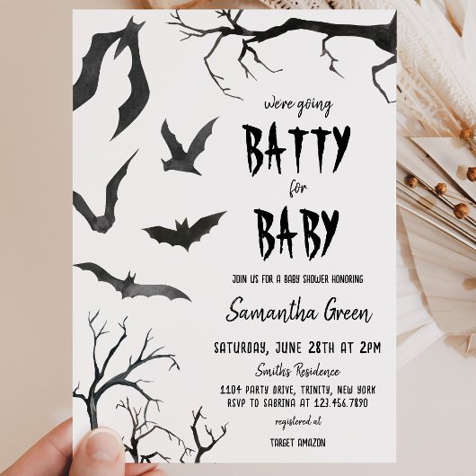 We Gaan Batty voor Baby Shower Kaart