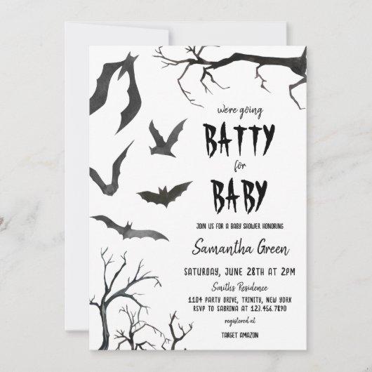 We gaan Batty voor Baby shower Kaart (Voorkant)