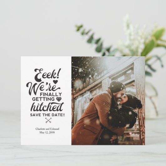 We gaan eindelijk trouwen, kaart om de datum te re (Staand voorkant)