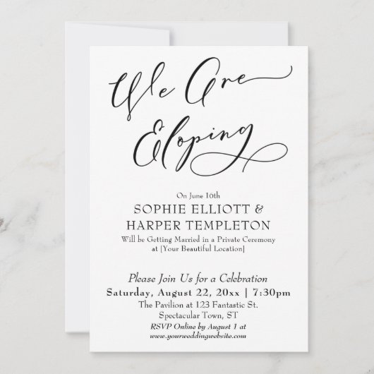 We gaan ervandoor, Eenvoudige zwart-wit viering Kaart (Voorkant)