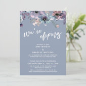 We gaan ervandoor Script Stof Blauw Waterverf Bloe Kaart (Staand voorkant)