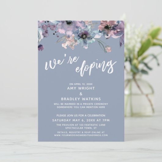 We gaan ervandoor Script Stof Blauw Waterverf Bloe Kaart (Staand voorkant)