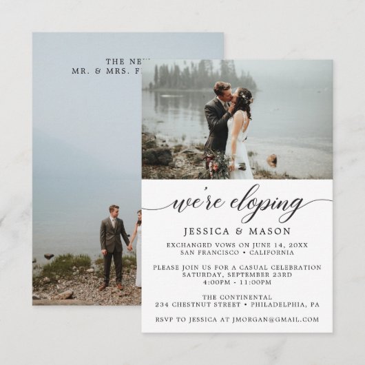 We gaan ervandoor Trouwen zonder publiek Aankondig Kaart (Voorkant / Achterkant)